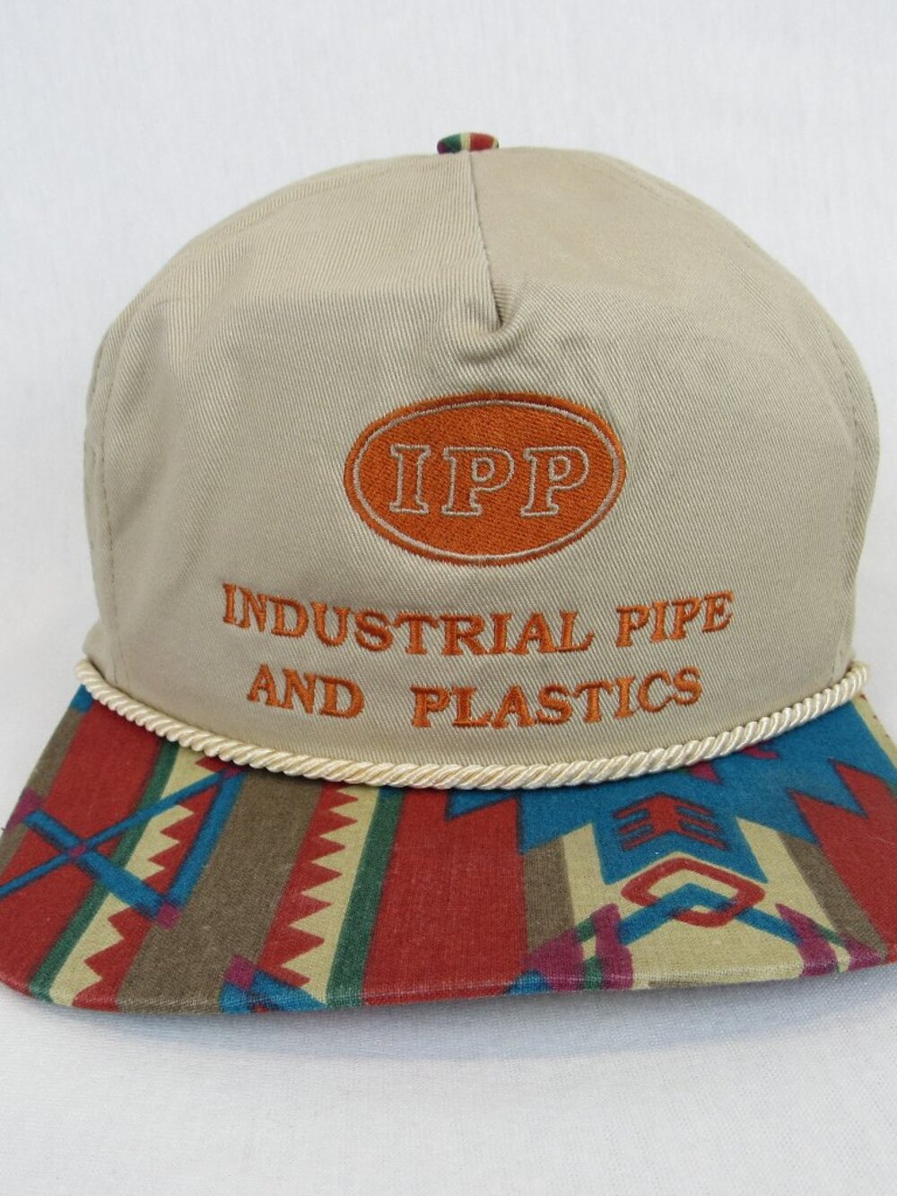 Vintage Rope Cap IPP Industrial Pipe & Plastics Southwestern Pattern Embroidered